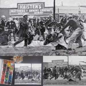 Birmingham attacks painted by Maryanne Chisholm